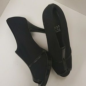 Black Impo open-toed 3 1/2" heels